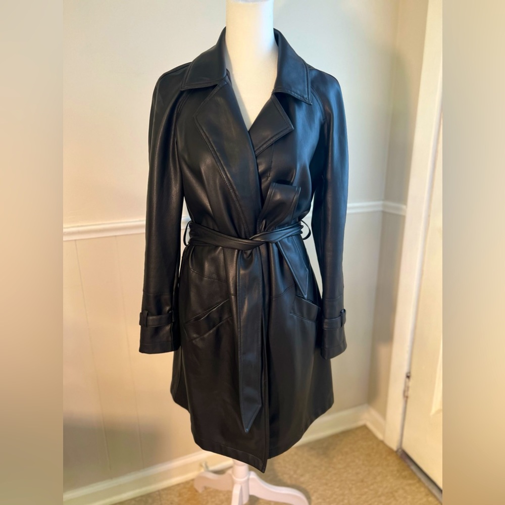 Dynamite Faux Leather 90s Style Trench Coat